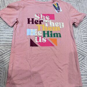 NWT Pink Pronouns Short Sleeve Tee Girls XL